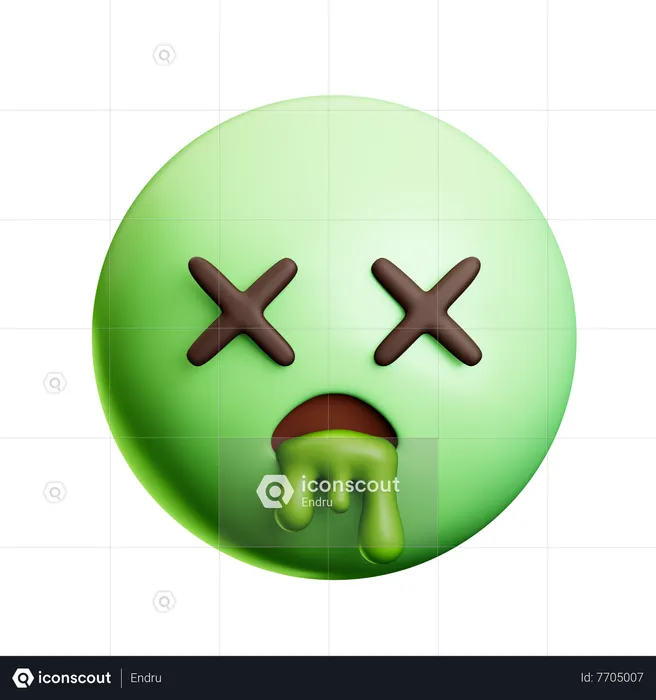 Rosto morto e vômito Emoji 3D Icon