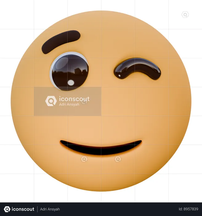 Cara piscando Emoji 3D Icon