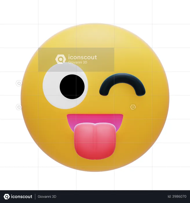 Cara piscando Emoji 3D Icon