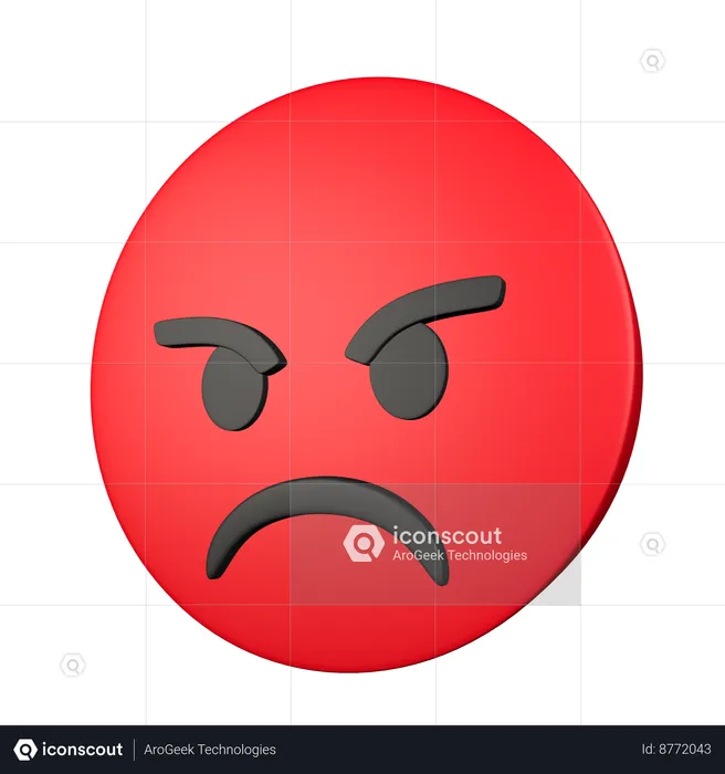 Cara roja enojada Emoji 3D Icon