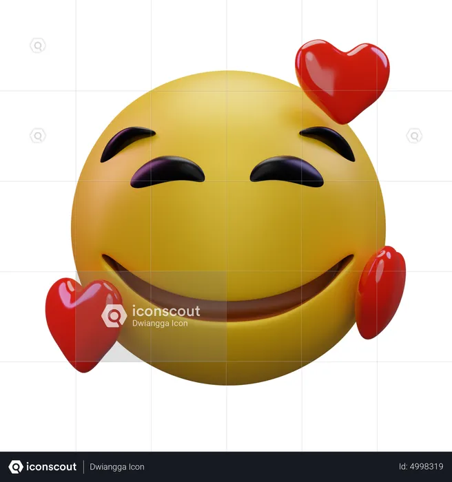 Cara sonriente con corazones Emoji 3D Icon