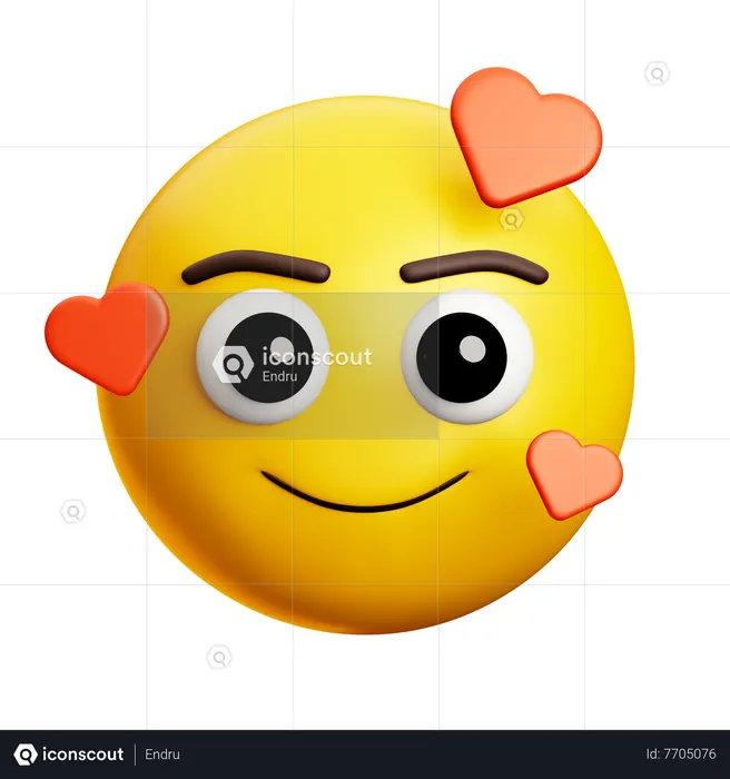 Cara sonriente con corazones Emoji 3D Icon