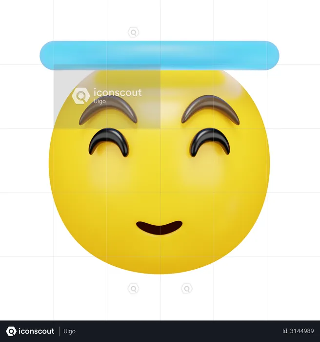 Cara sonriente con halo Emoji 3D Emoji