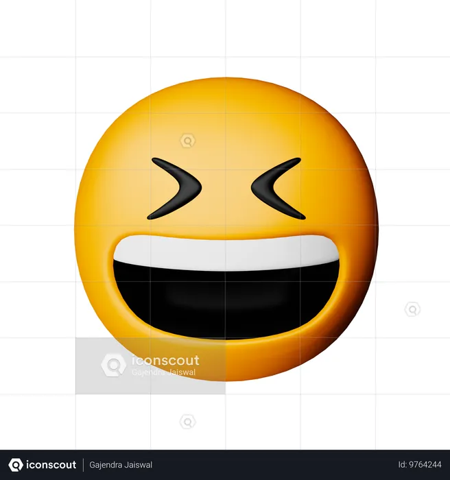 Cara sonriente con la boca abierta y los ojos bien cerrados Emoji 3D Icon