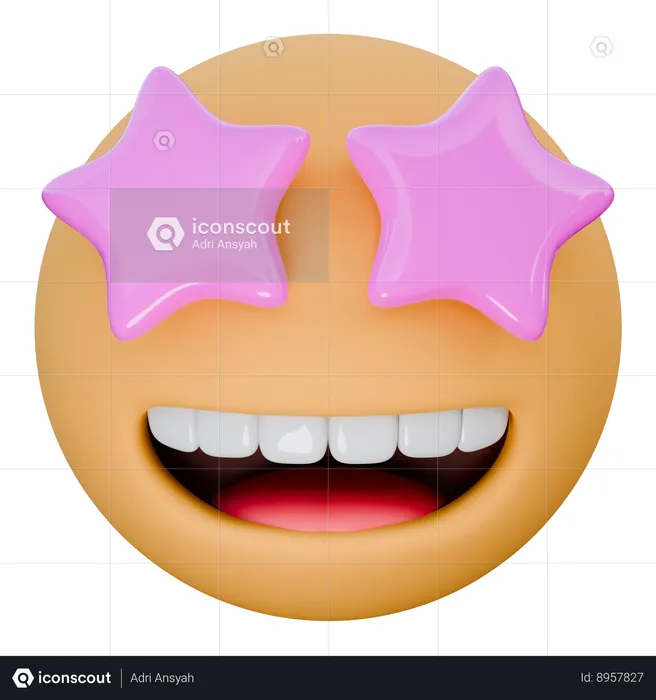 Cara sonriente con ojos de estrella Emoji 3D Icon