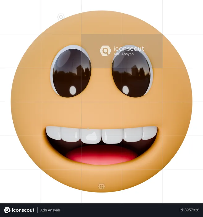 Cara sonriente con ojos grandes Emoji 3D Icon