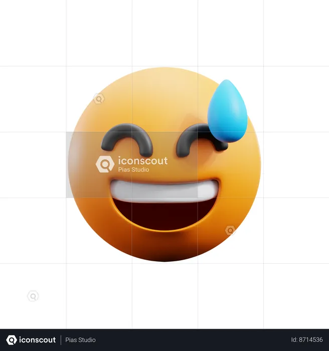 Cara sonriente con sudor  3D Icon