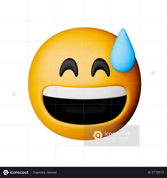 Cara sonriente con emoji de sudor Emoji 3D Icon