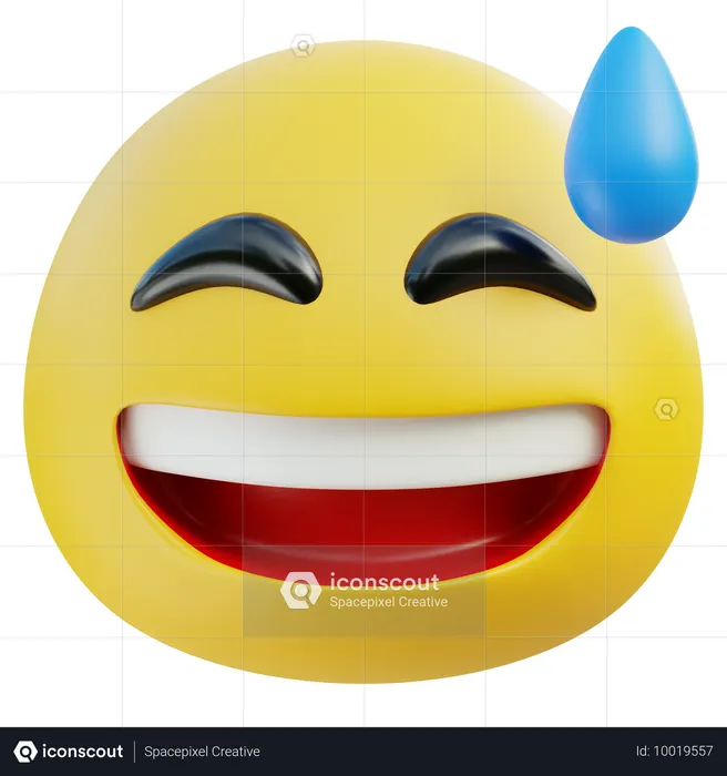 Cara sonriente con emoji de sudor Emoji 3D Icon