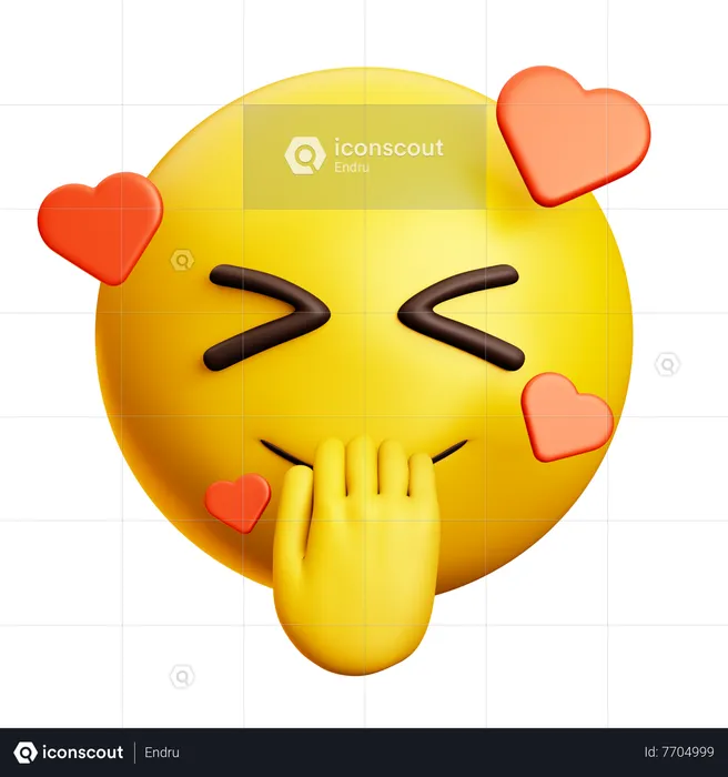 Cara tímida enamorada Emoji 3D Icon