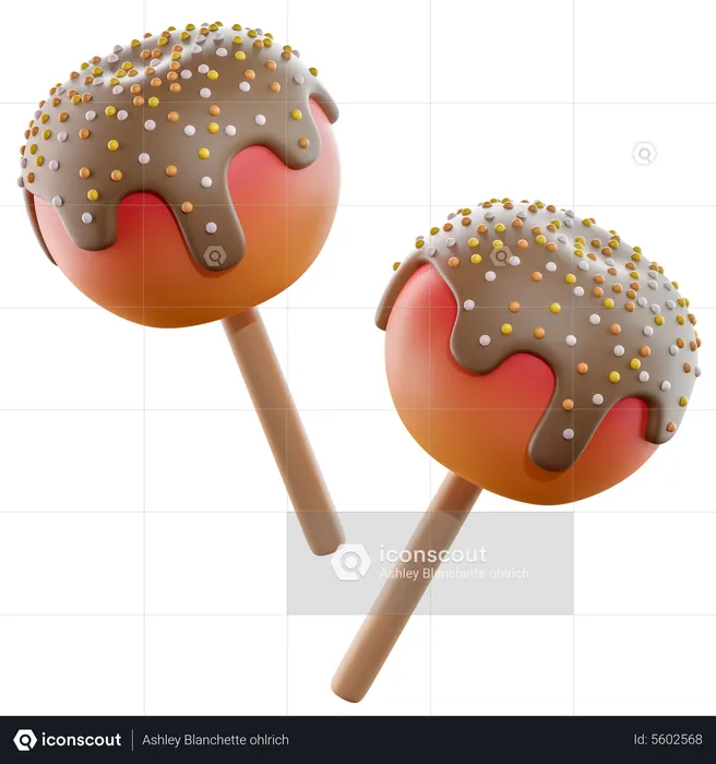 Caramel Apple Stick  3D Icon