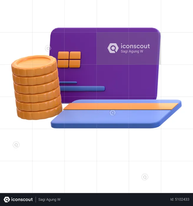 Card And Coins  3D Icon