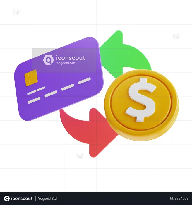 Card Exchange Transaction  3D Icon