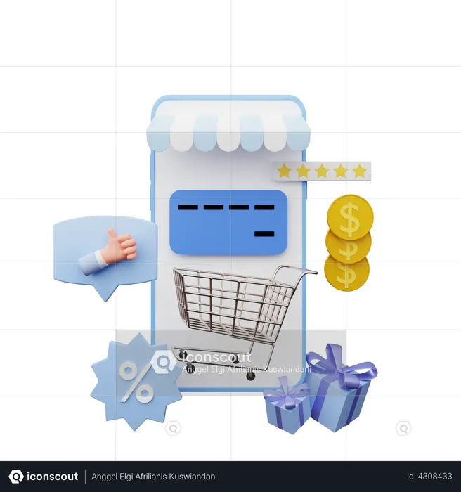 Card payment on online store  3D Illustration