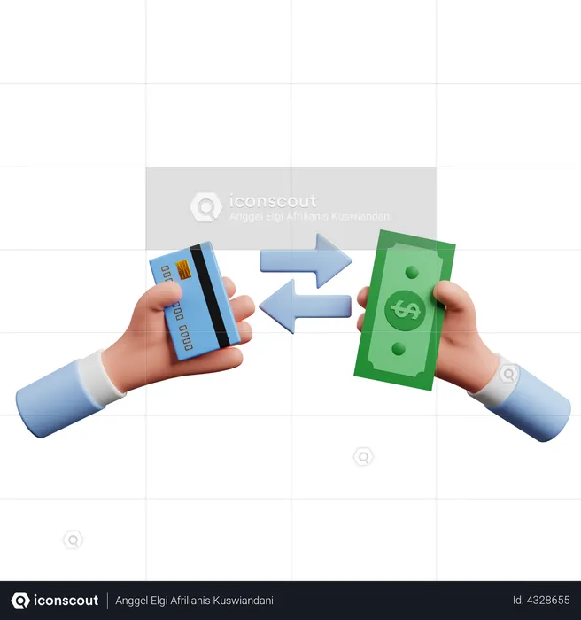 Card To Cash Transaction  3D Illustration