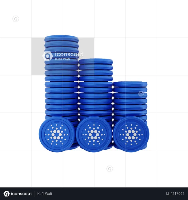 Cardano Coin Stack  3D Illustration