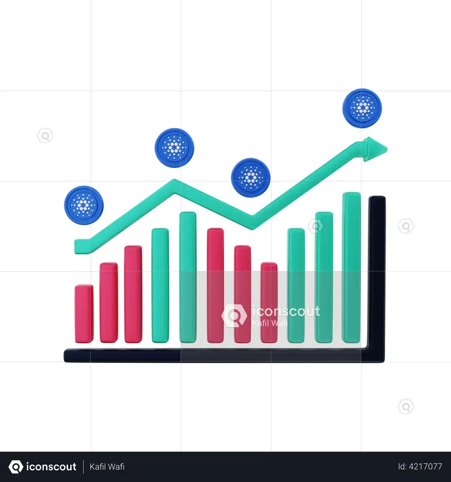 Cardano Investment Growth  3D Illustration