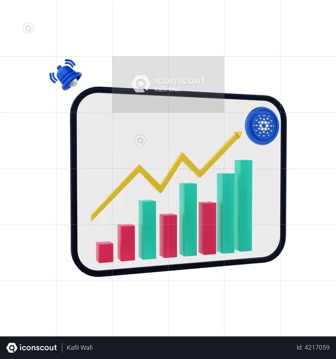 Cardano Profit Chart  3D Illustration