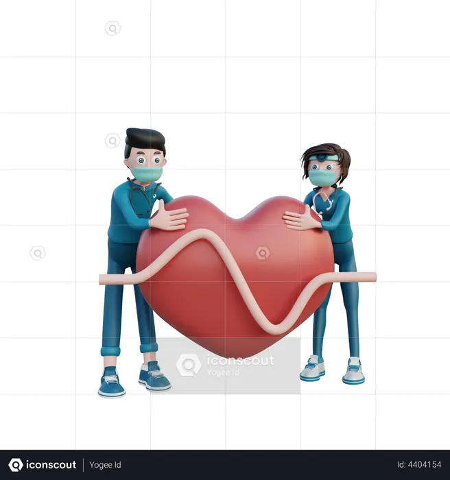 Cardiologist checking heart  3D Illustration