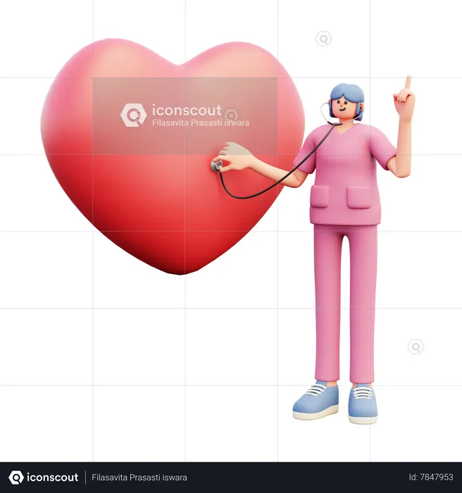 Cardiologista feminina fazendo exame cardíaco  3D Illustration