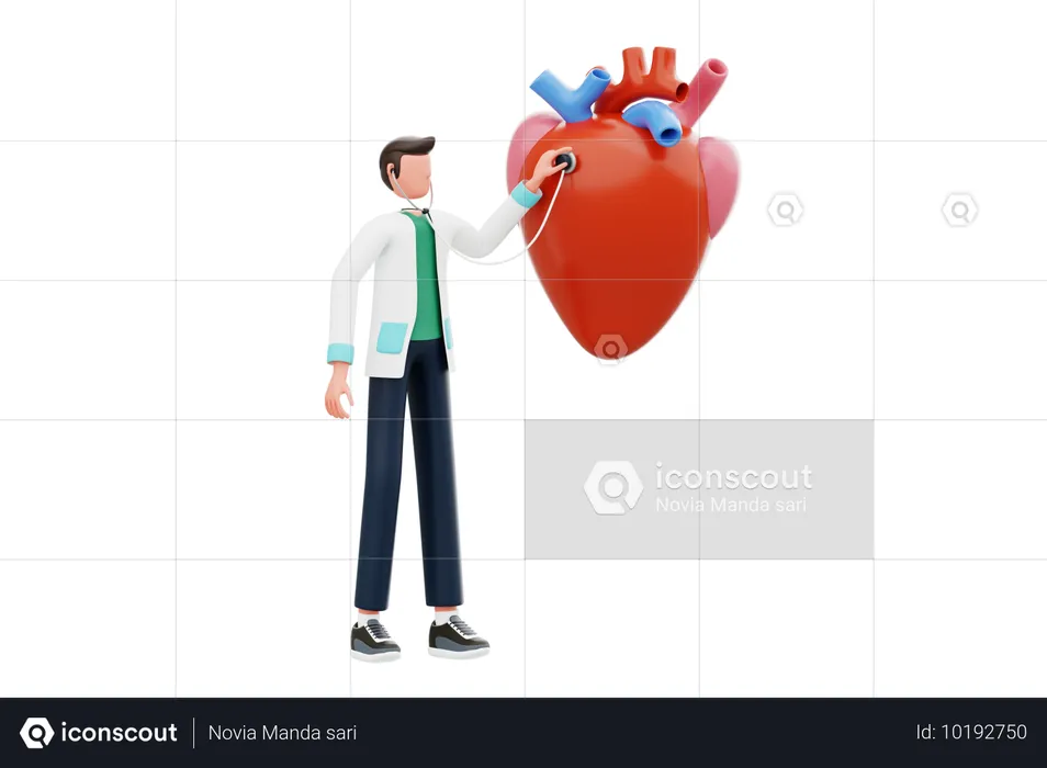 Cardiologue vérifiant le rythme cardiaque  3D Illustration