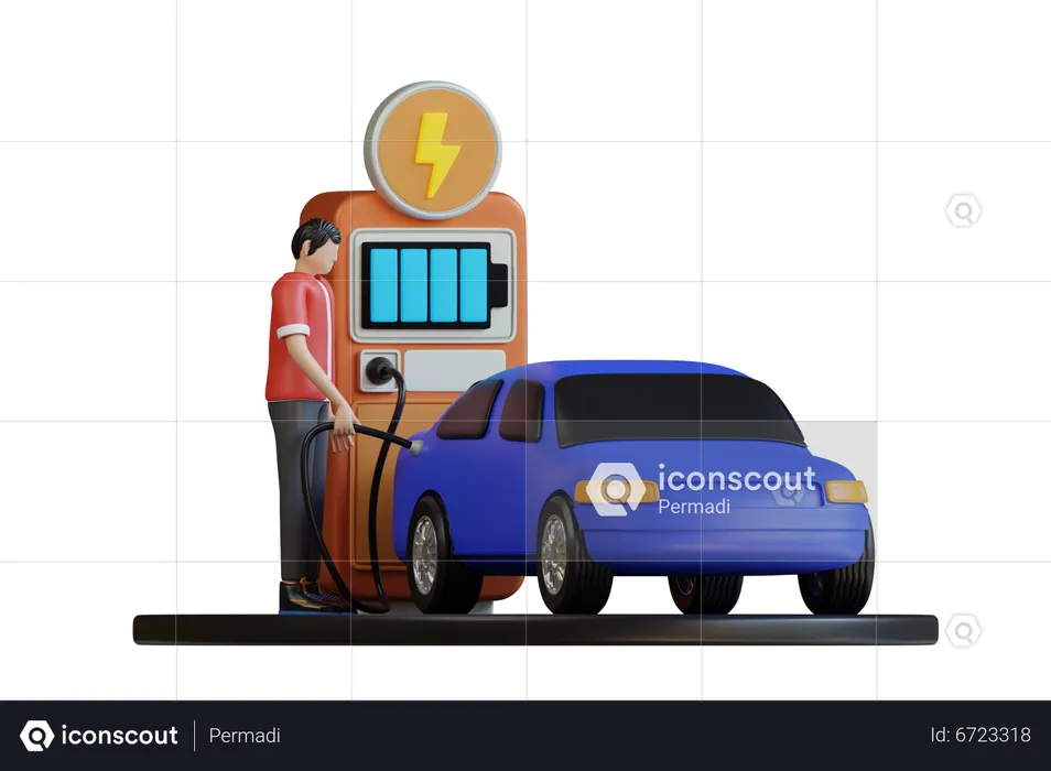 Carga coche electrico  3D Illustration