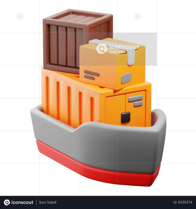 Cargo Boat  3D Icon