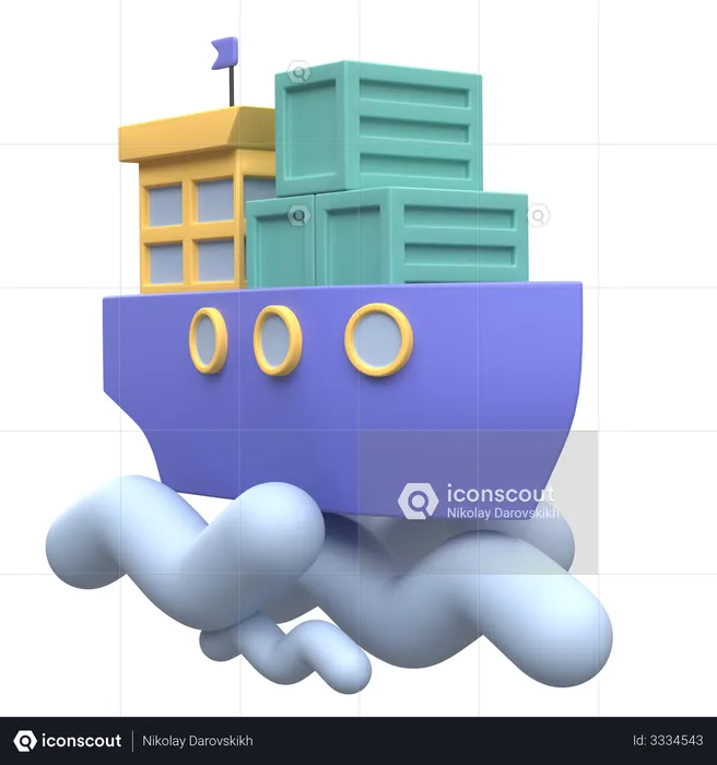 Cargo Ship  3D Illustration