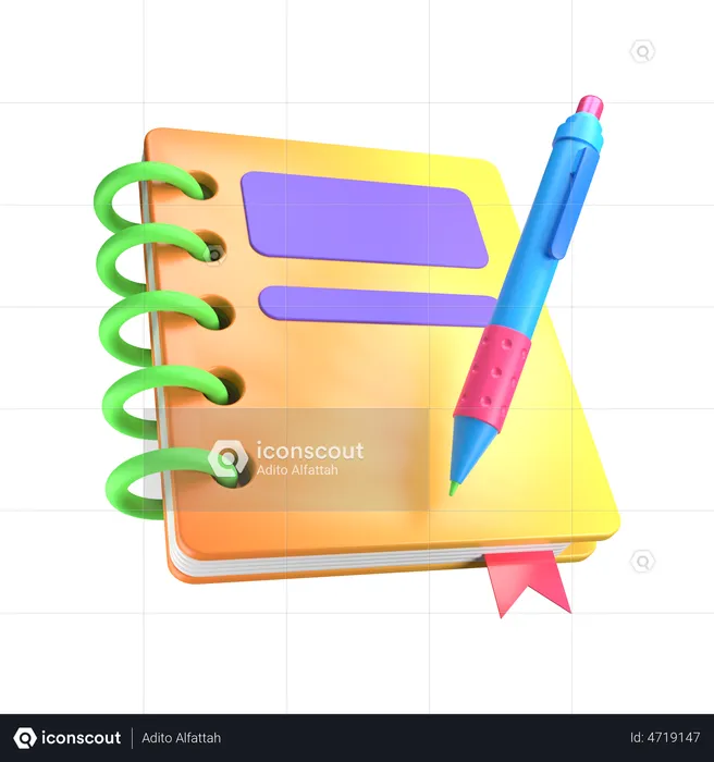 Carnet de notes  3D Illustration