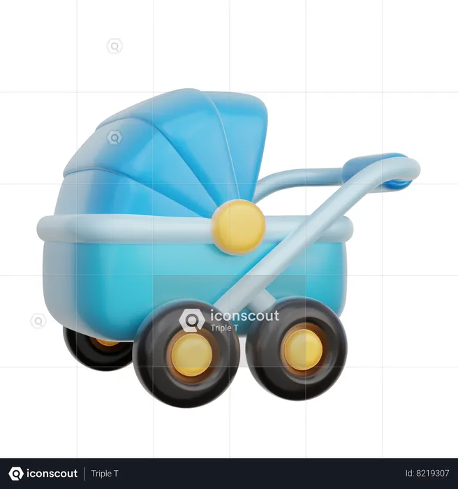 Carrinho de bebê azul  3D Icon