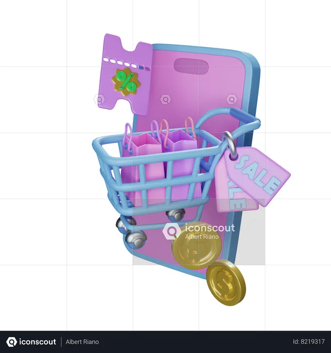 Carrinho de compras on-line  3D Icon