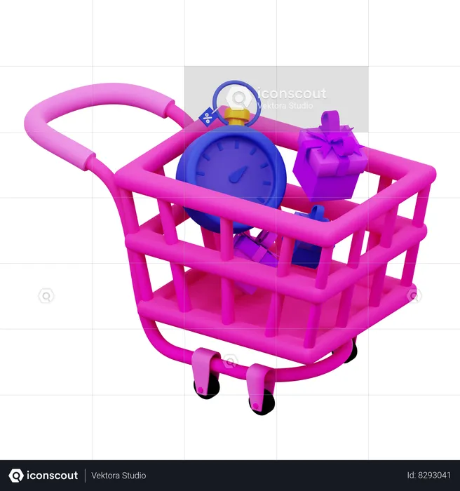 Venda de carrinho de compras  3D Icon