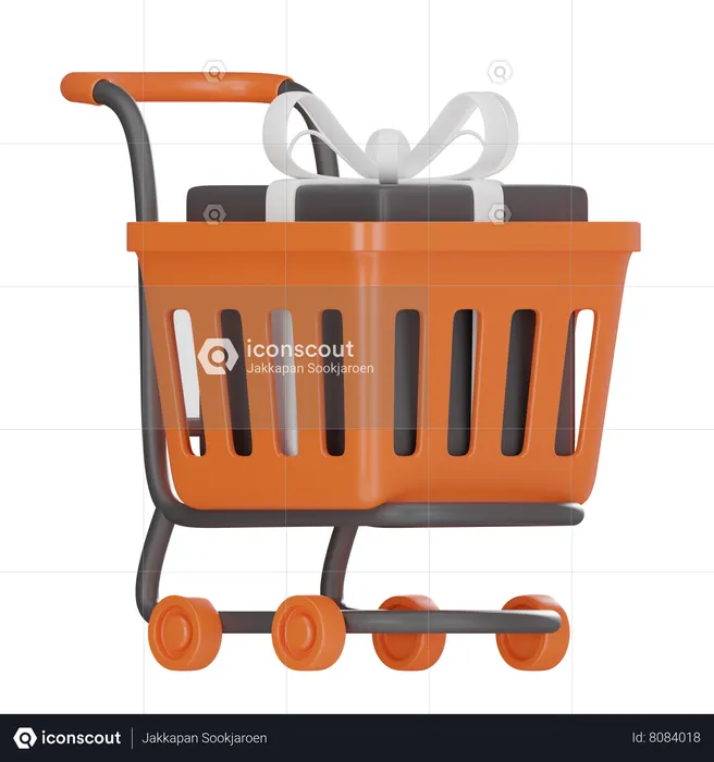 Carrito de compras caja de regalo  3D Icon