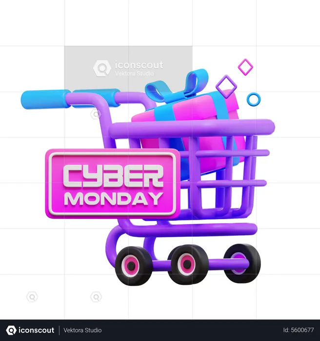 Carrito de compras del lunes cibernético  3D Icon