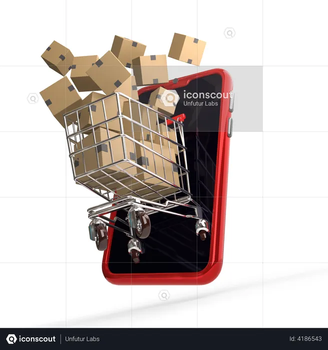 Carrito de compras en línea  3D Illustration