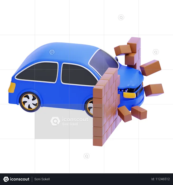 Carro bate na parede  3D Icon