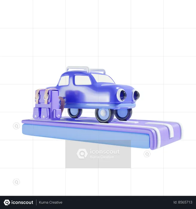 Carro e mochila  3D Icon