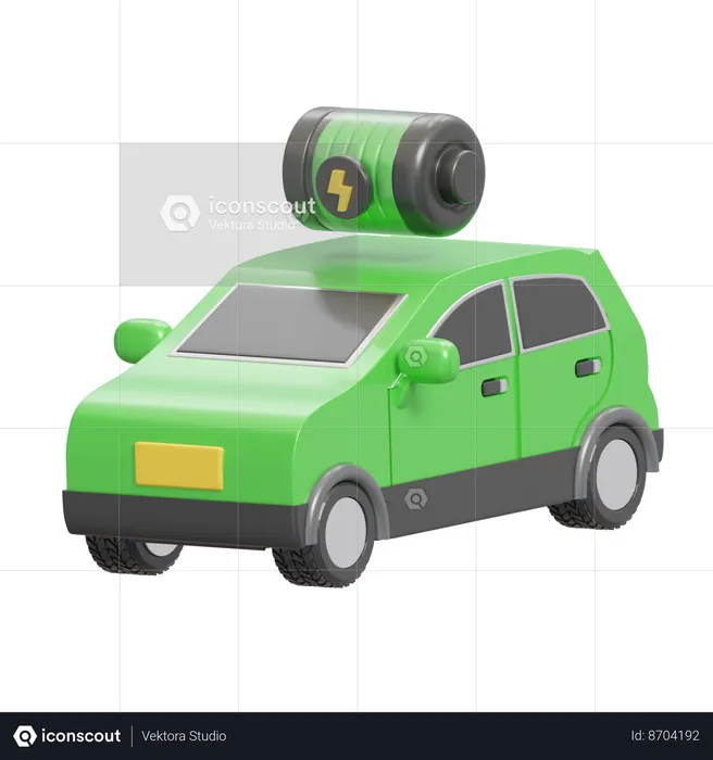 Carro elétrico com bateria cheia  3D Icon