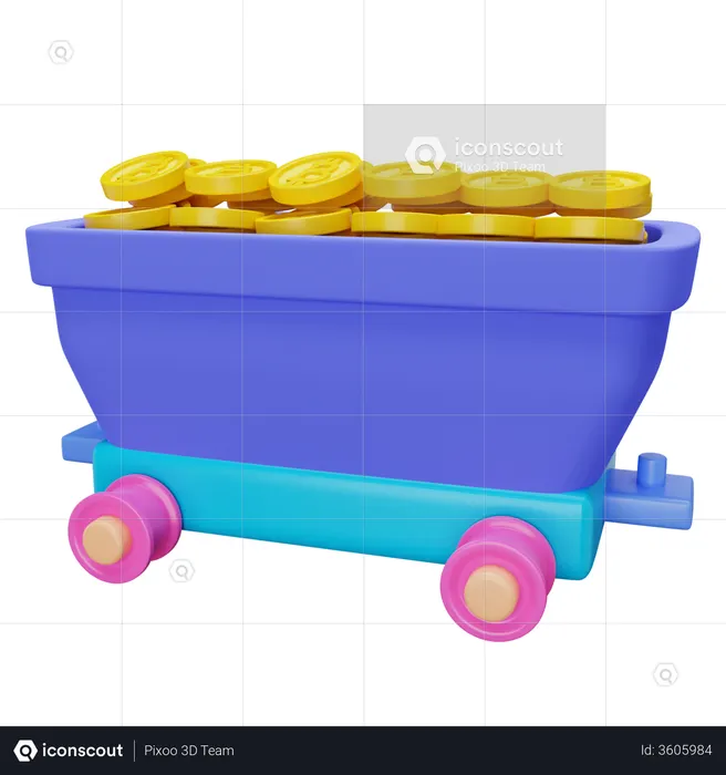 Carro de mina bitcoin  3D Icon