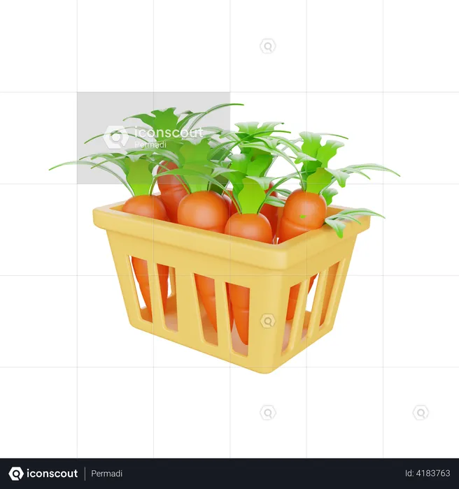 Carrot Basket  3D Illustration