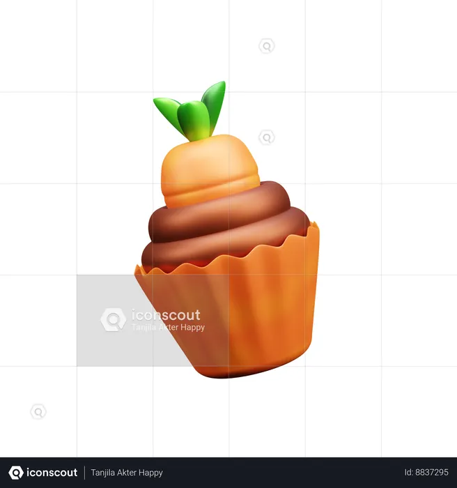 Carrot Cupcake  3D Icon