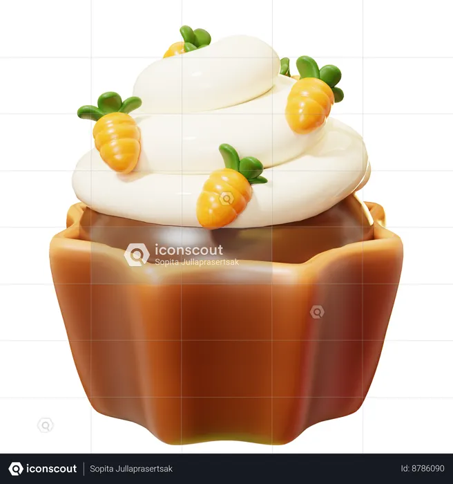 Carrot Cupcake  3D Icon