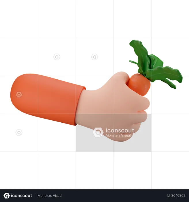 Carrot Farming With Hand  3D Illustration