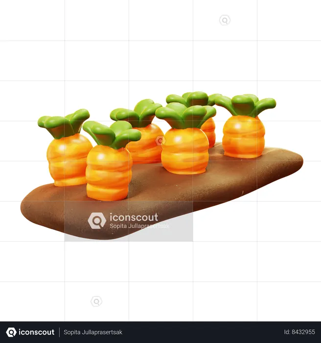 Carrot Field Farming  3D Icon