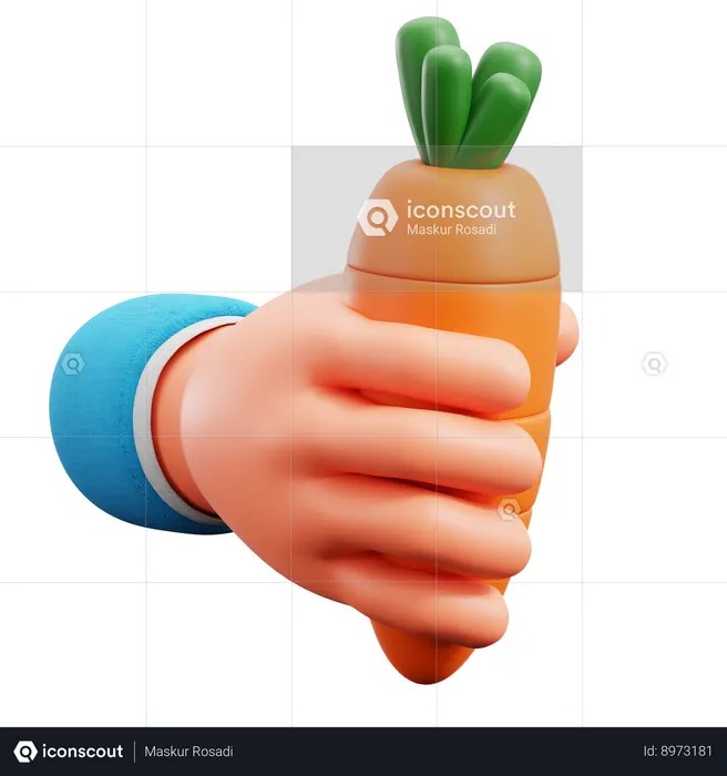 Carrot With Hand  3D Icon