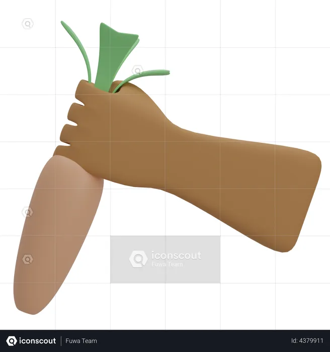 Carrot With Hand  3D Illustration