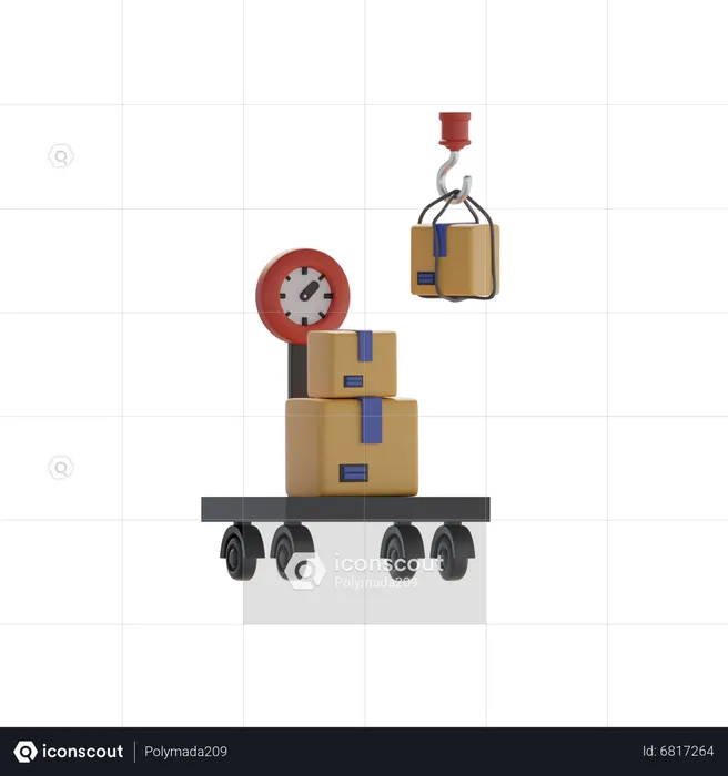 Cart Scales And Boxes  3D Icon