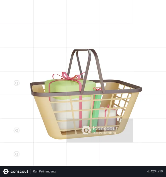 Cart With Box  3D Illustration