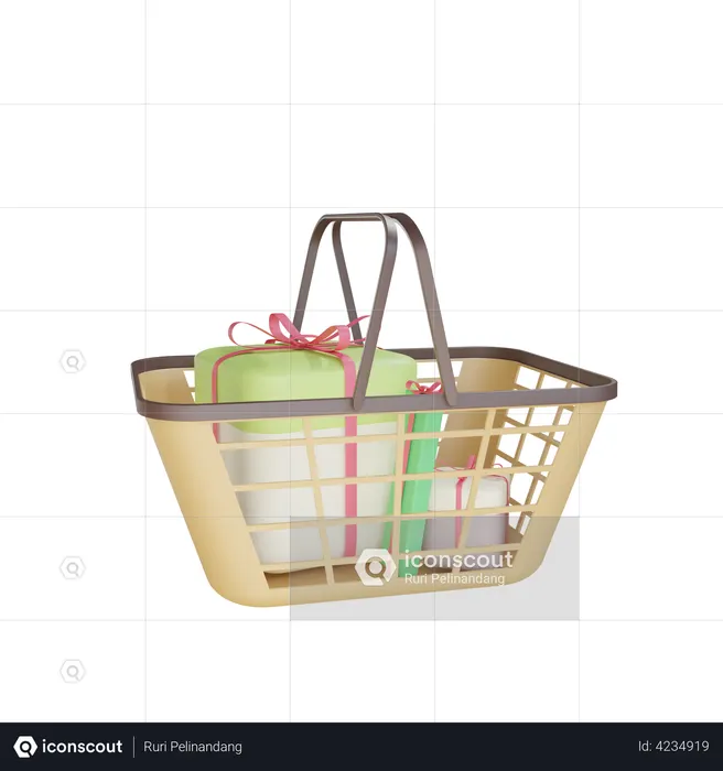 Cart With Box  3D Icon