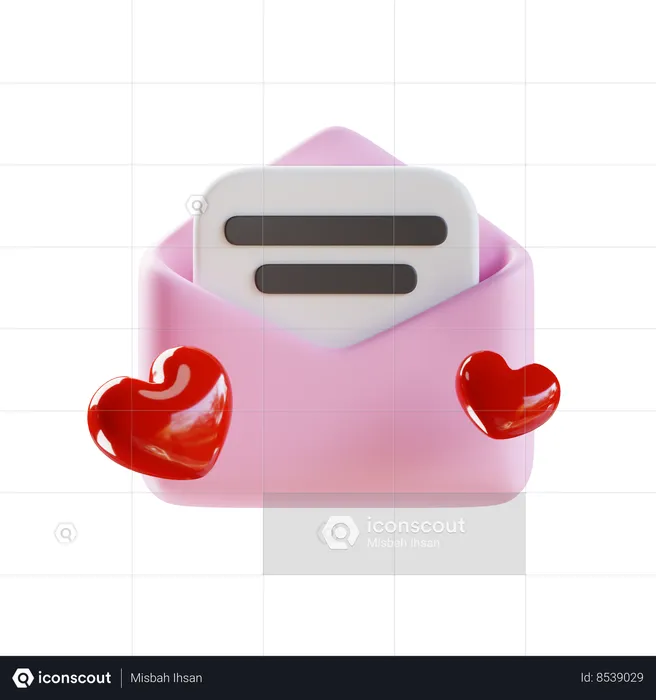 Carta de amor  3D Icon